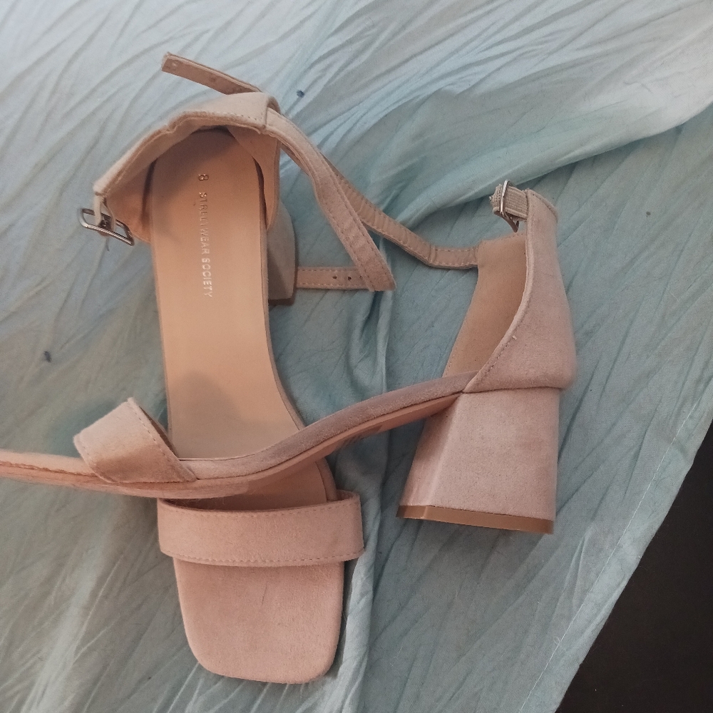 Nude block heels
